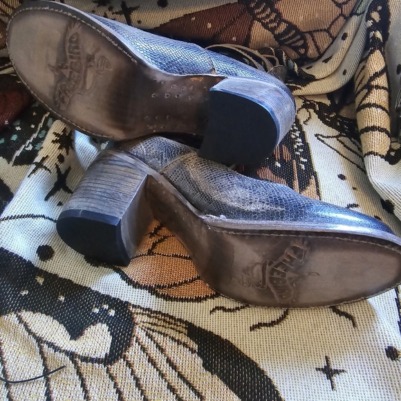 FREEBIRD Randi Reptile Snake Pewter Gray Heeled Leather Shoes - Size 10 NEW FIRM - Picture 7 of 15
